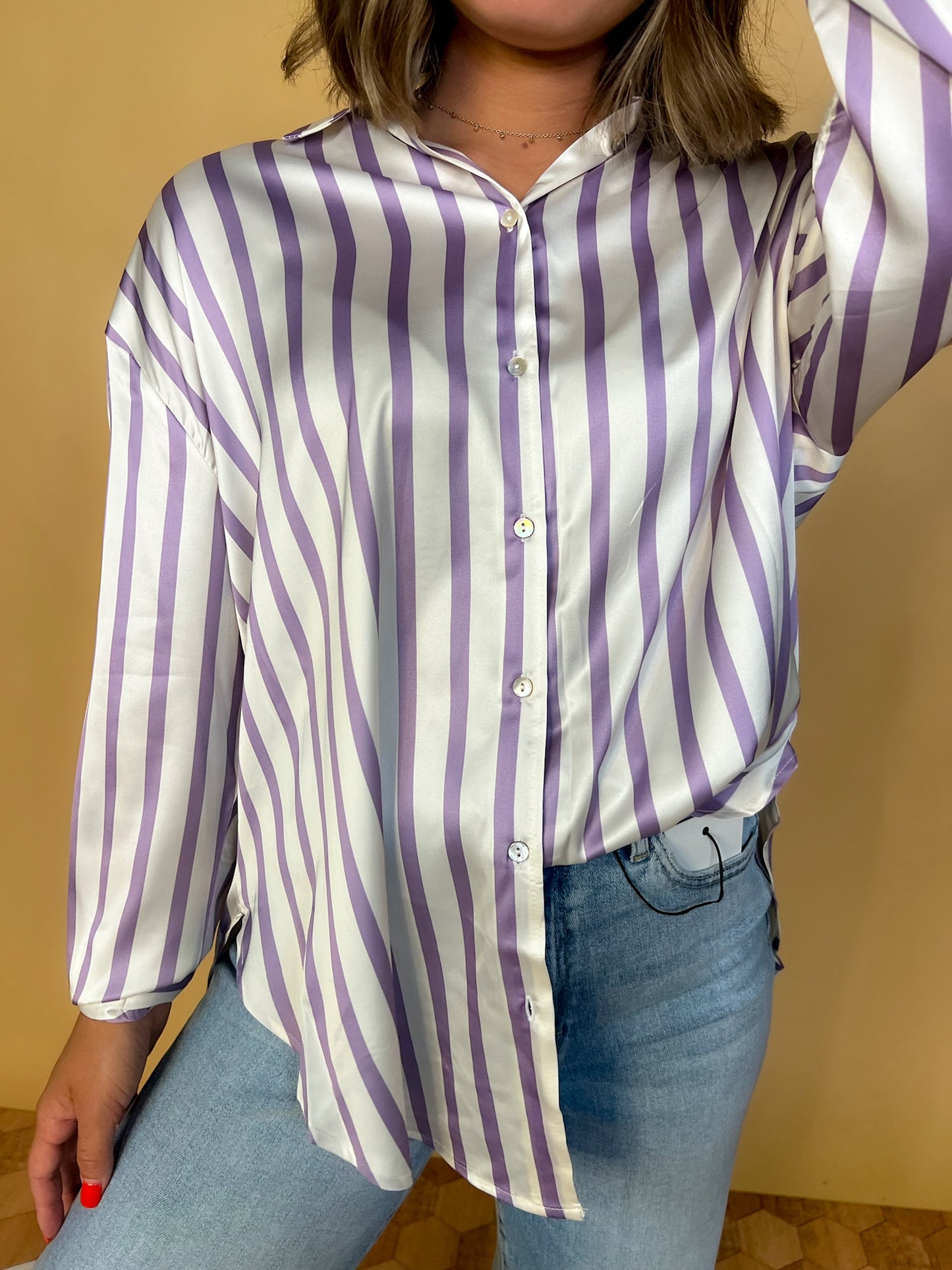 Power Moves Striped Blouse - Lavender - Revel Boutique