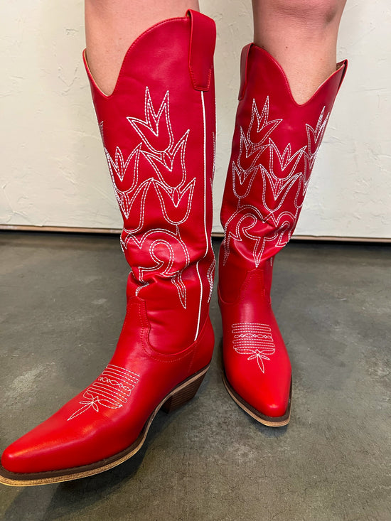 Reba Cowboy Boot - Red - Revel Boutique