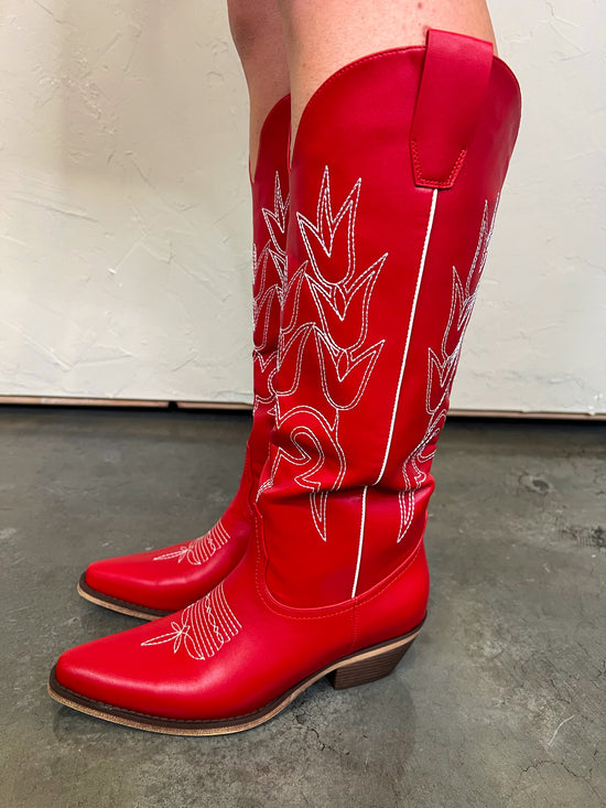 Reba Cowboy Boot - Red - Revel Boutique