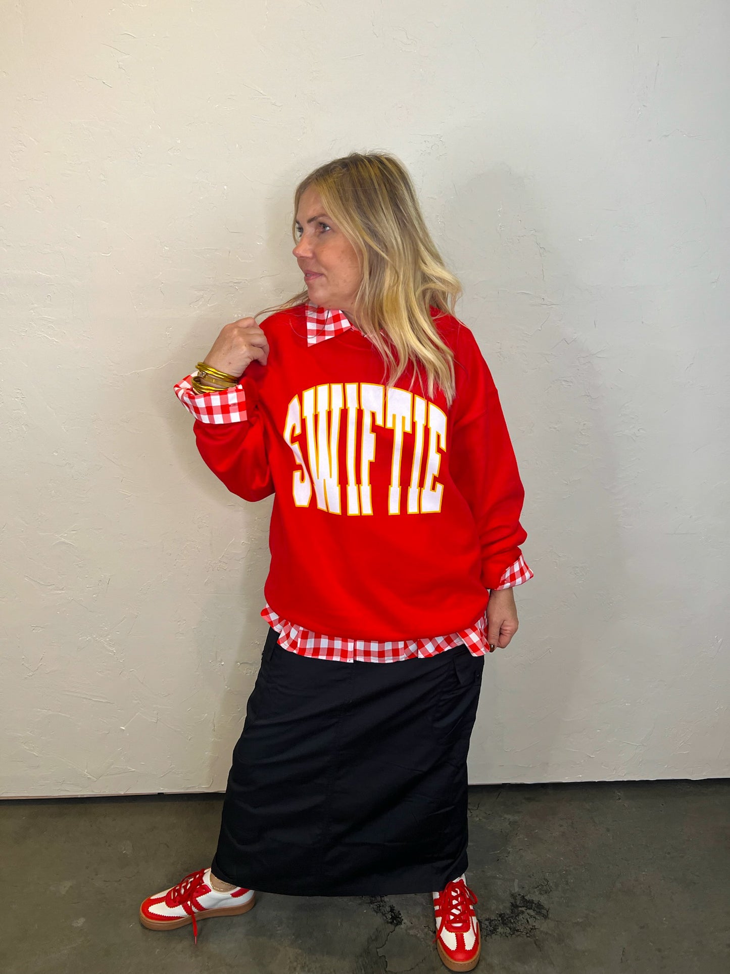 Swiftie Varsity Sweatshirt - Red - Revel Boutique