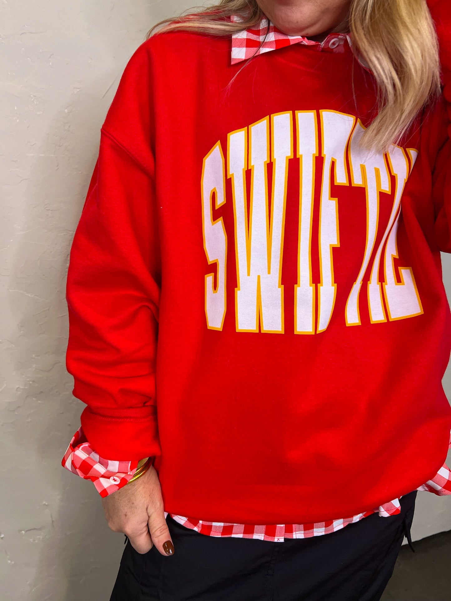 Swiftie Varsity Sweatshirt - Red - Revel Boutique