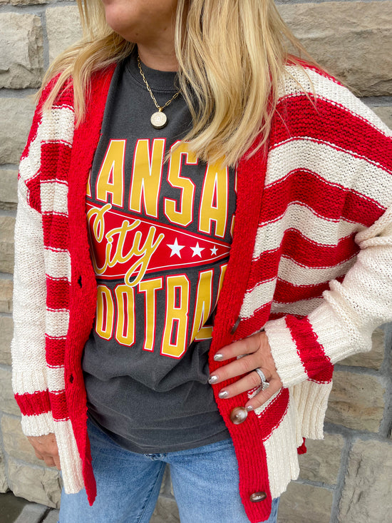 Cross The Line Cardigan - Red - Revel Boutique