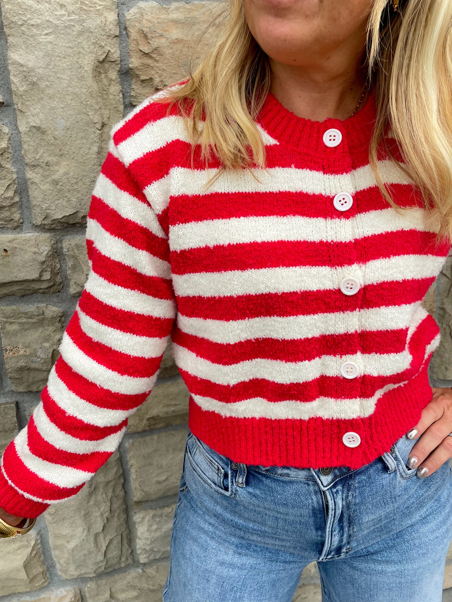 Yardline Striped Cardigan