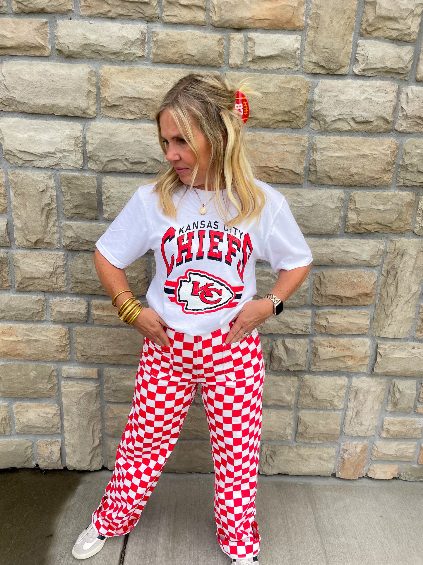 Checking In Pants - Red - Revel Boutique