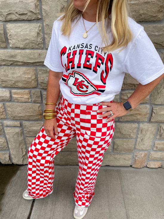 Checking In Pants - Red - Revel Boutique