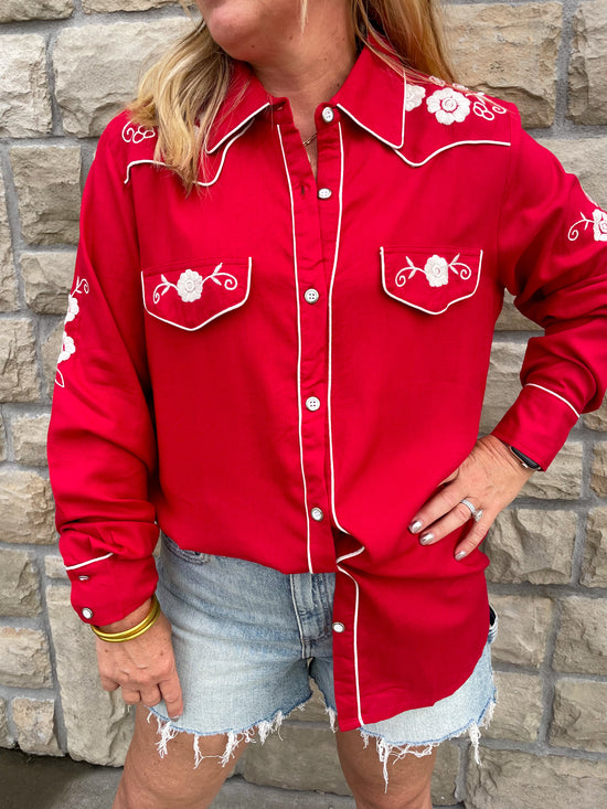 Thunderstruck Western Top - Red