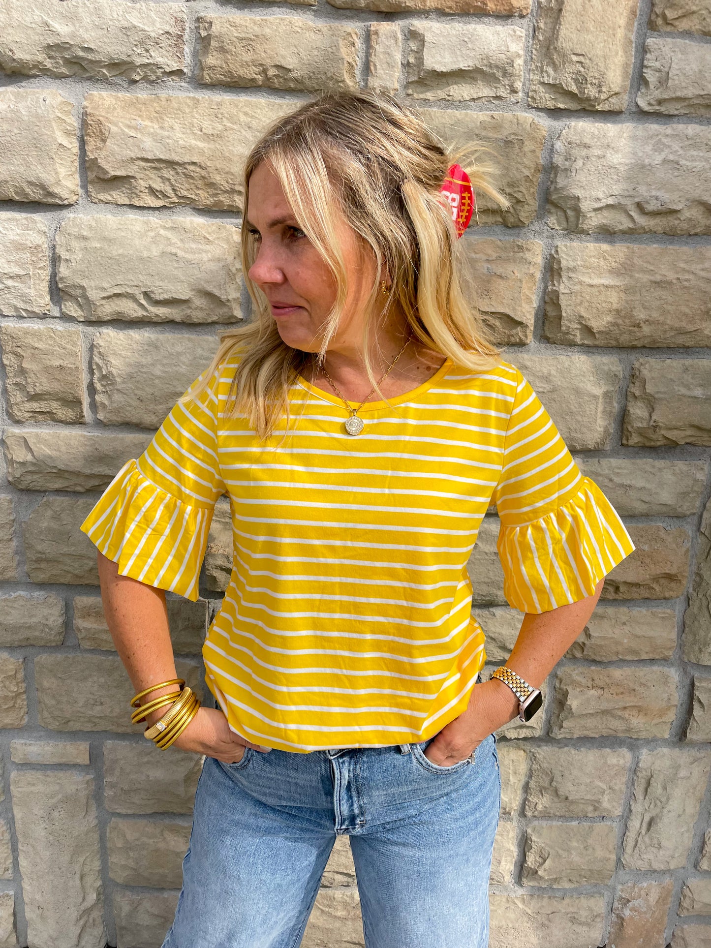 Add Some Flair Top - Yellow - Revel Boutique