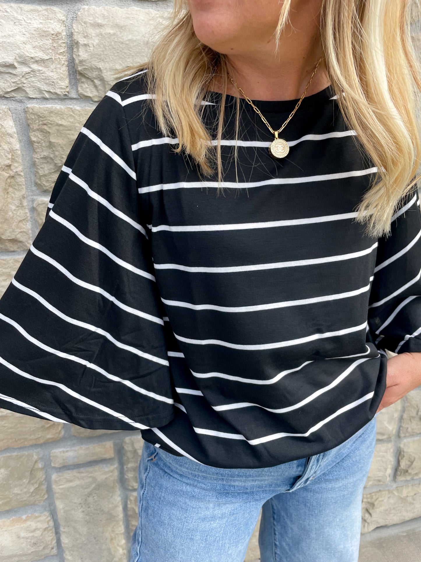 Always Austin Striped Top - Black - Revel Boutique