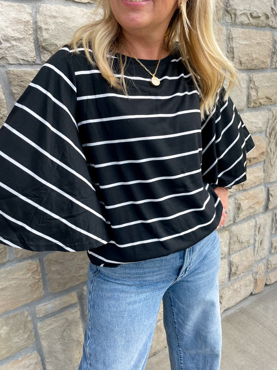 Always Austin Striped Top - Black - Revel Boutique