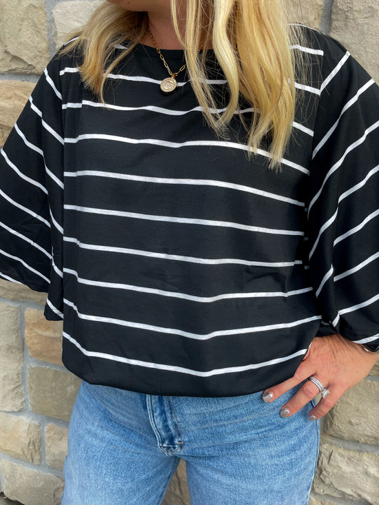 Always Austin Striped Top - Black - Revel Boutique