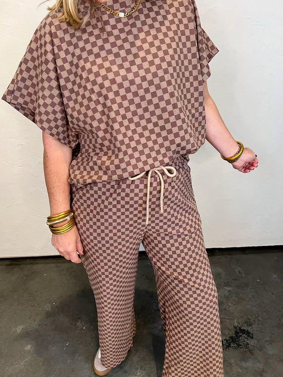 Check Yes Wide Leg Pant - Brown