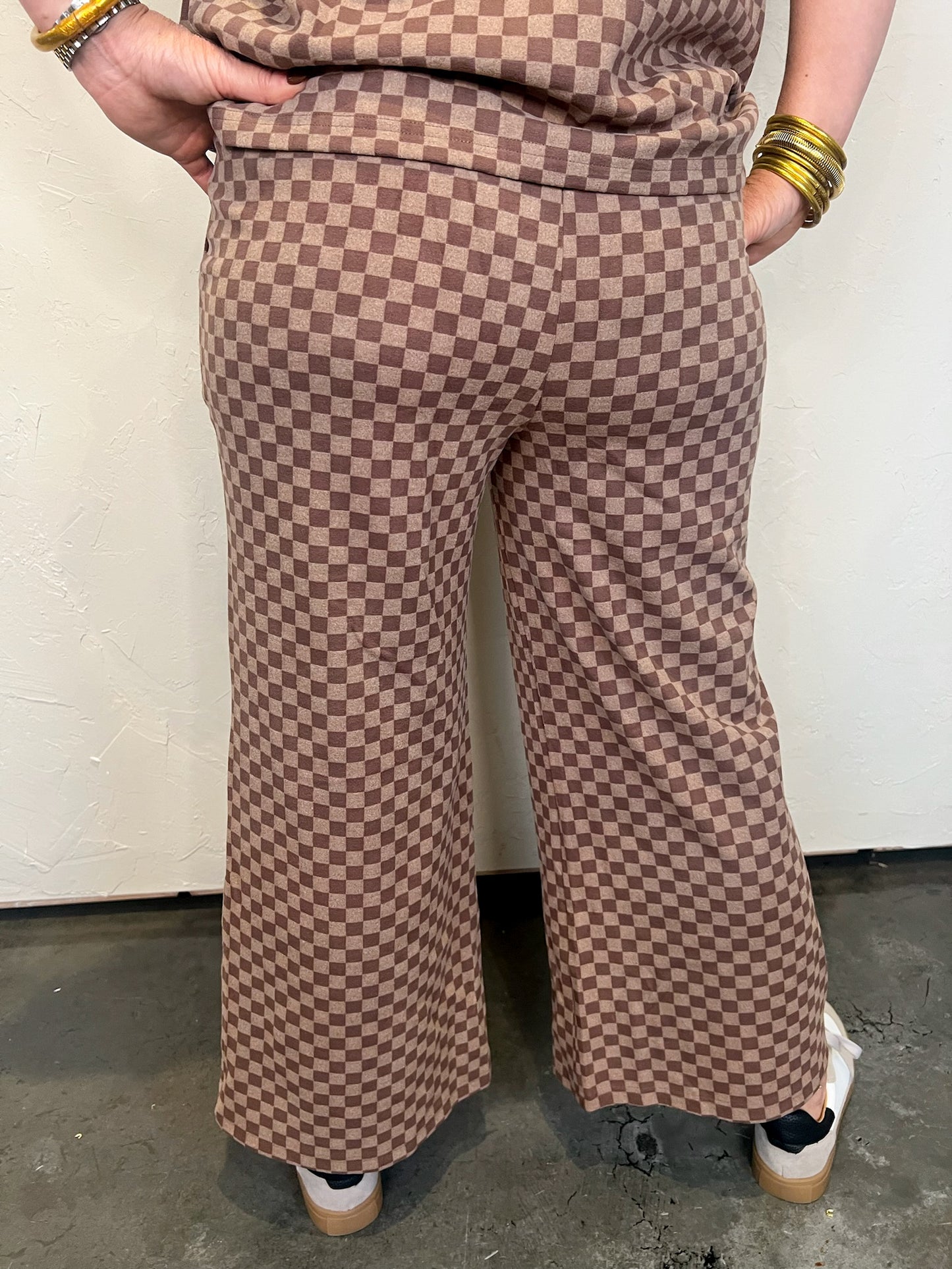 Check Yes Wide Leg Pant - Brown