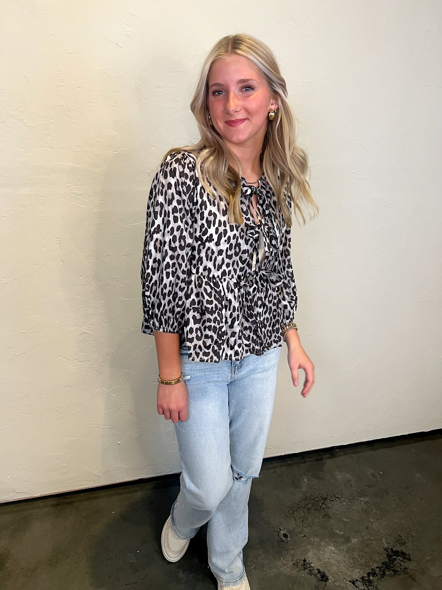 Brunch Babe Tie Top - Leopard