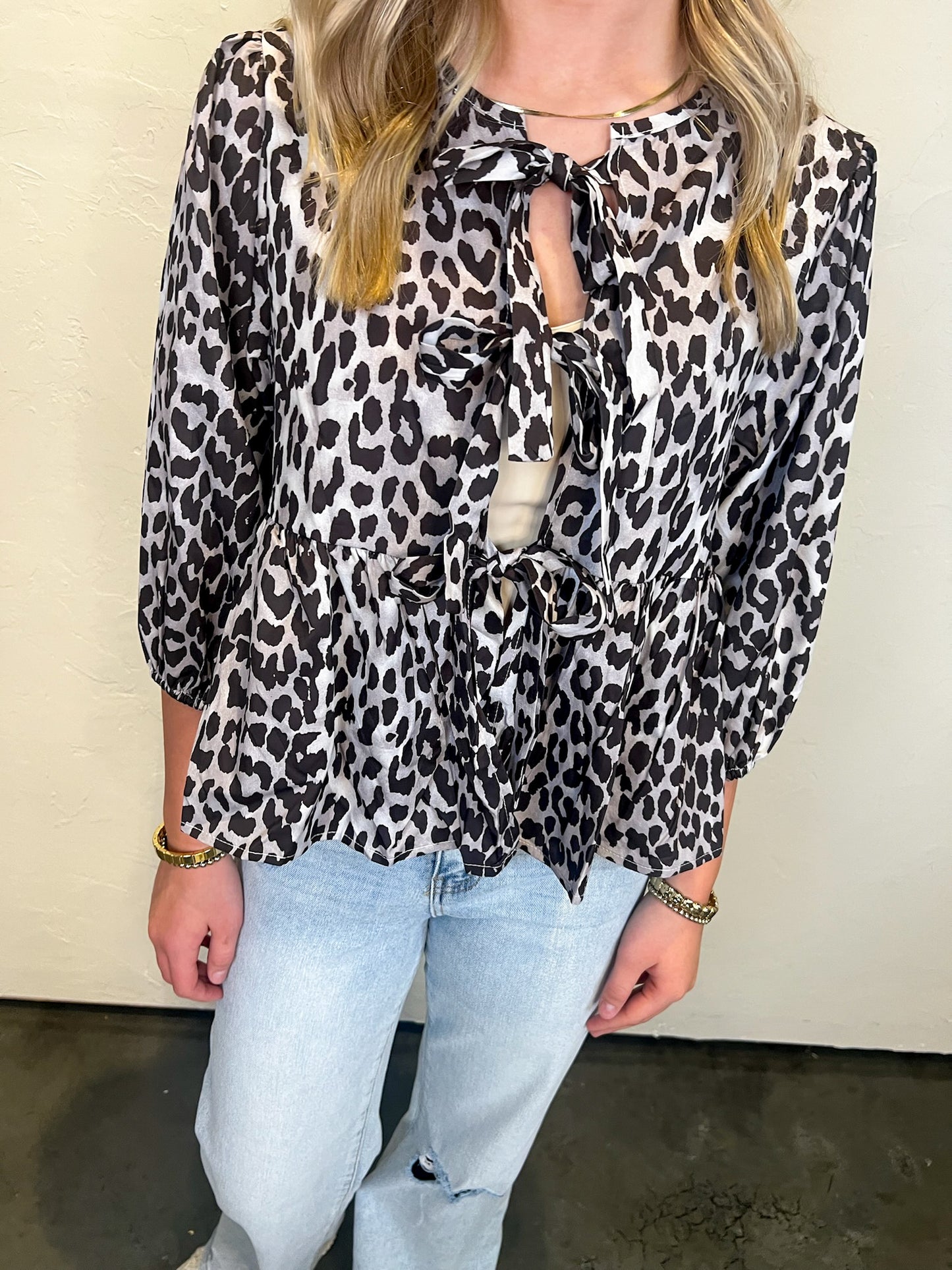 Brunch Babe Tie Top - Leopard