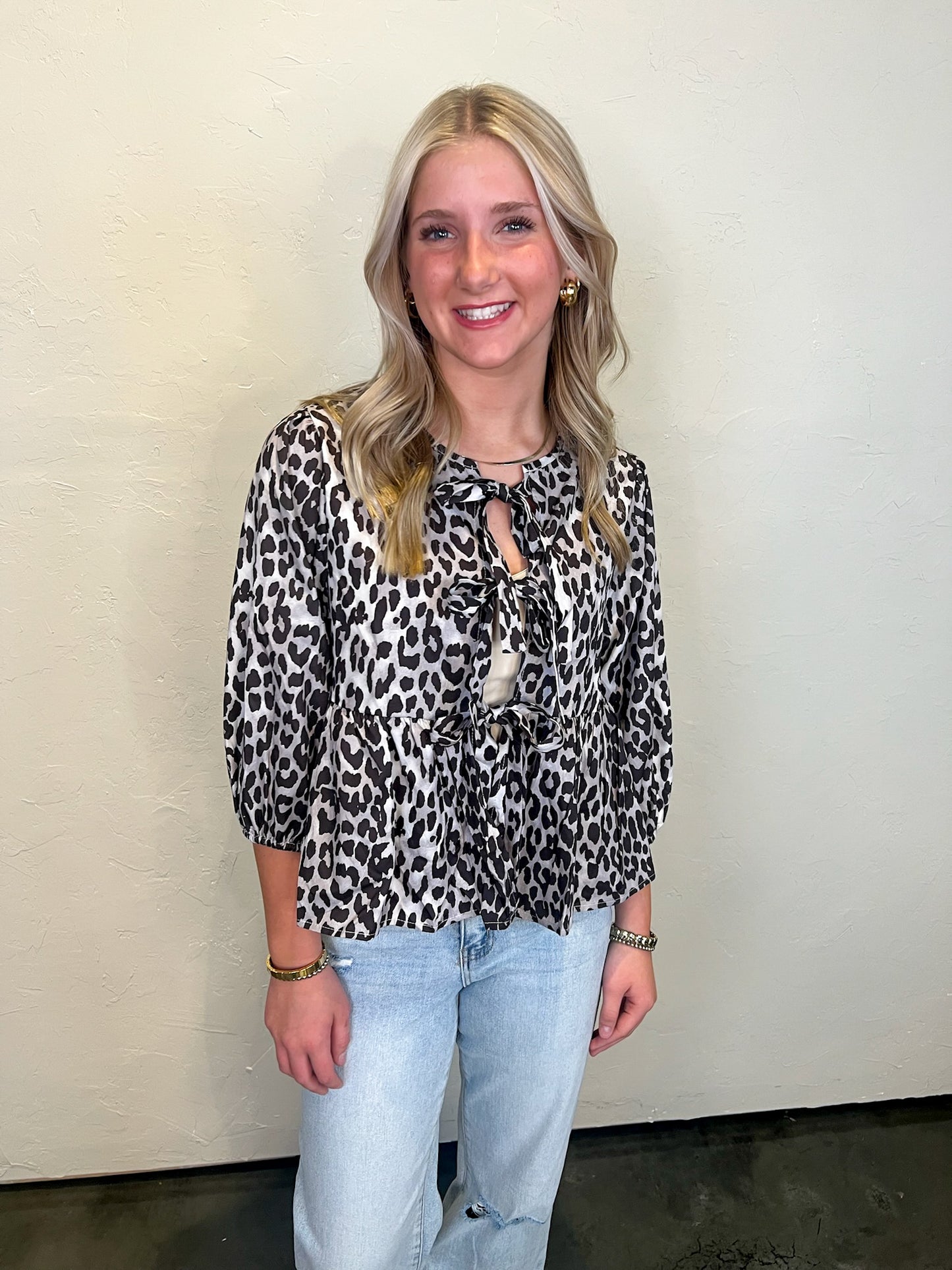 Brunch Babe Tie Top - Leopard