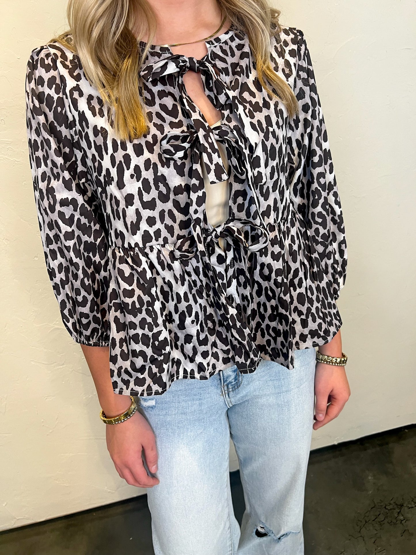 Brunch Babe Tie Top - Leopard