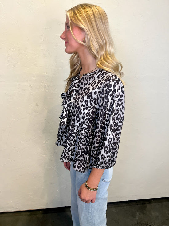 Brunch Babe Tie Top - Leopard