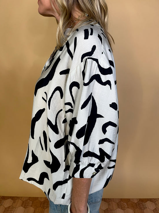 At The Met Abstract Blouse - Revel Boutique