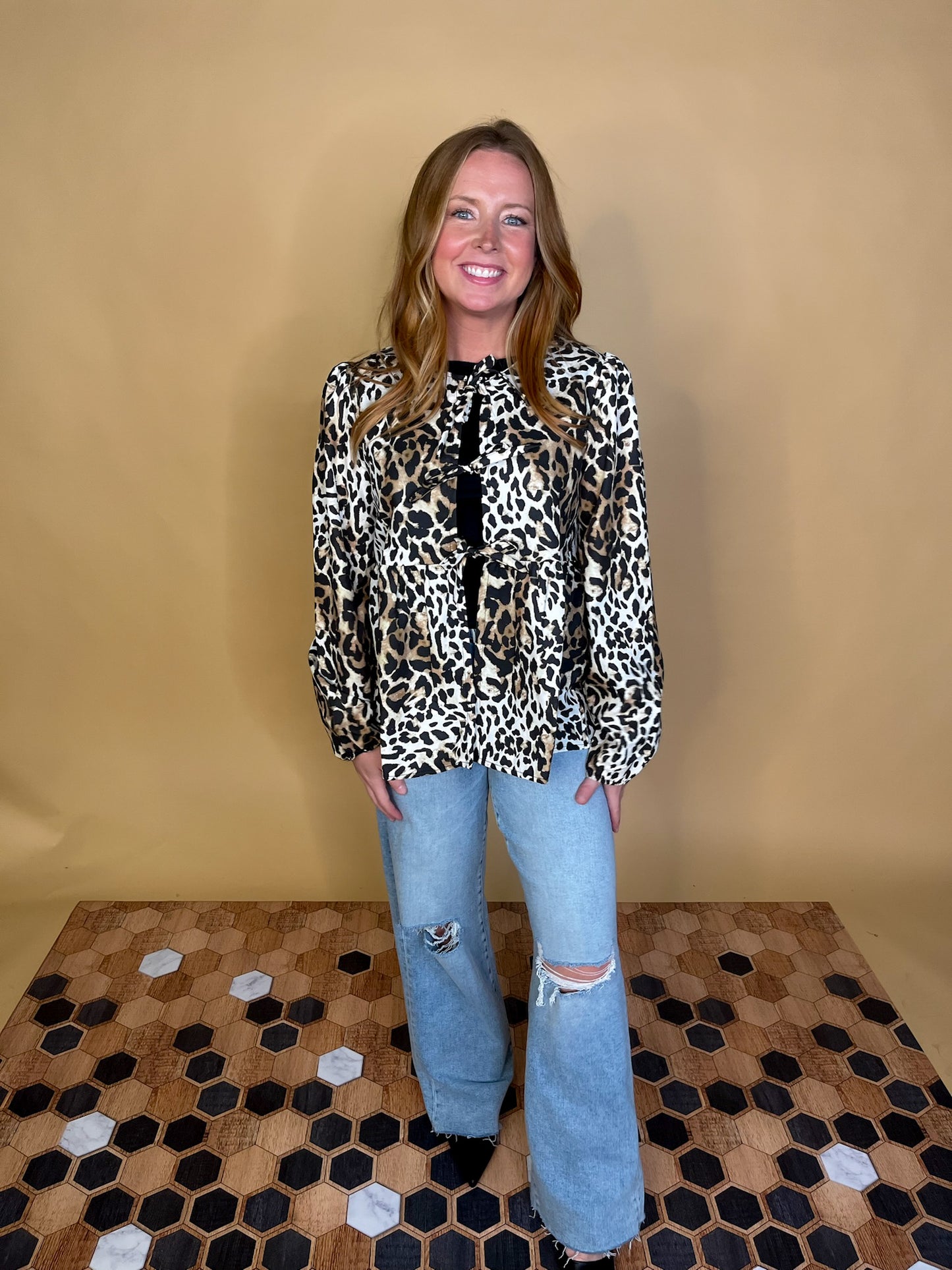 In The Wild Leopard Tie Top - Revel Boutique