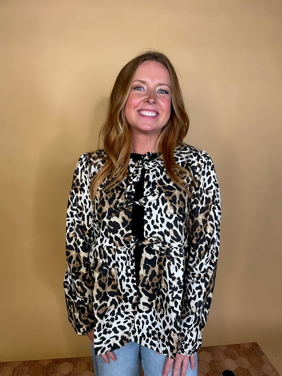 In The Wild Leopard Tie Top - Revel Boutique