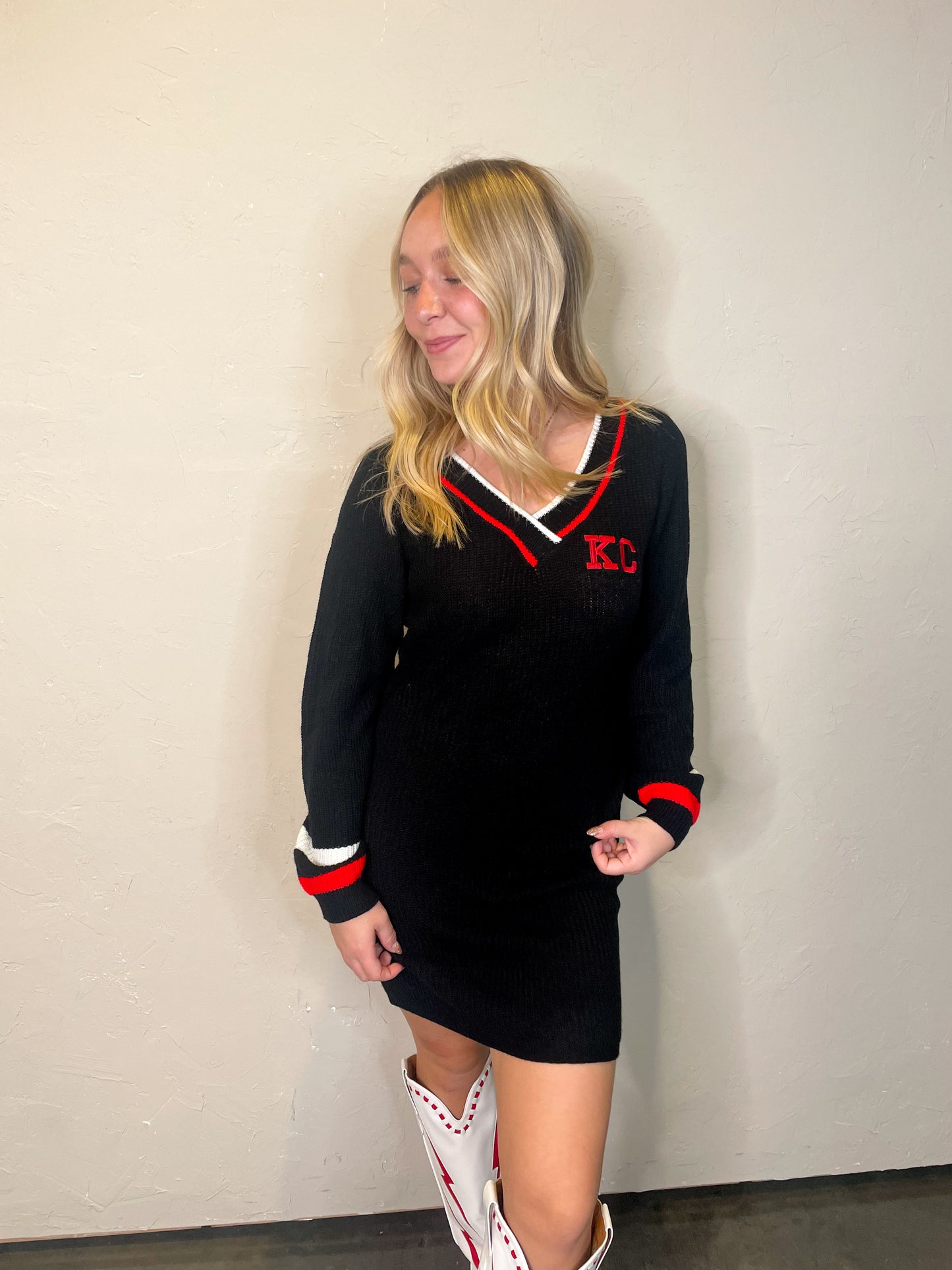 KC V-Neck Sweater Dress