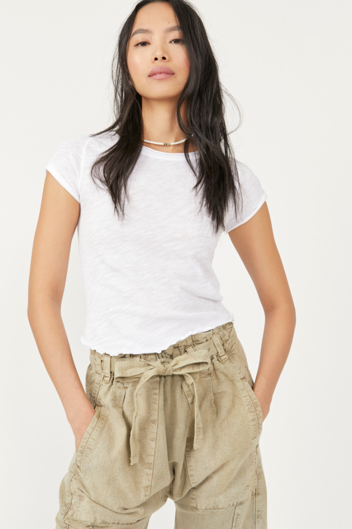 Free People: Be My Baby Tee - White - Revel Boutique