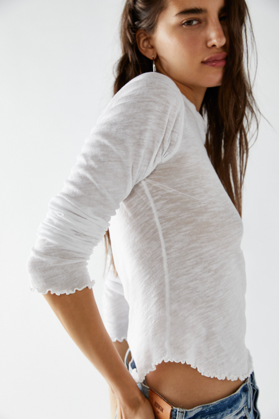 Free People: Be My Baby Long Sleeve Tee - Ivory - Revel Boutique