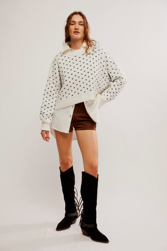 Free People: Easy Street Patterned Crop - White Navy - Revel Boutique