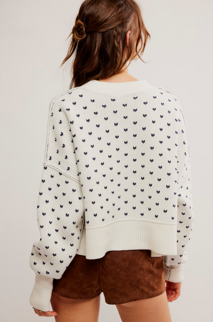 Free People: Easy Street Patterned Crop - White Navy - Revel Boutique