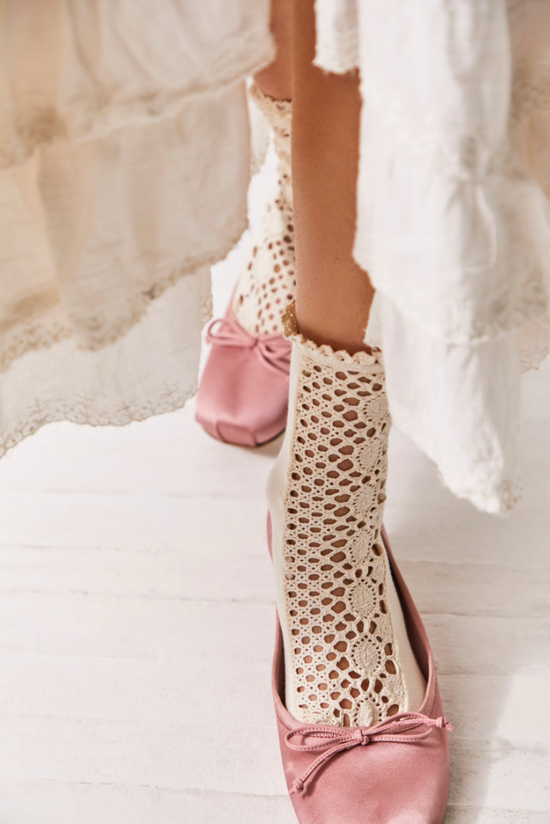 Free People: Rubies Crochet Socks - Ivory - Revel Boutique