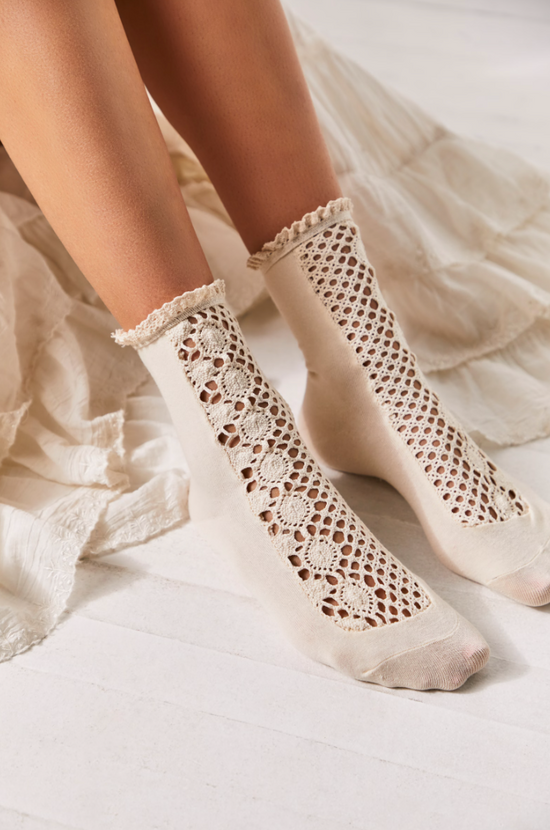 Free People: Rubies Crochet Socks - Ivory - Revel Boutique