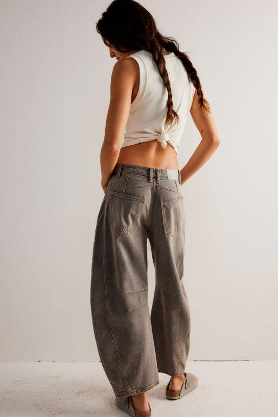 Free People: Good Luck Mid Rise Barrel - Archive Gray - Revel Boutique