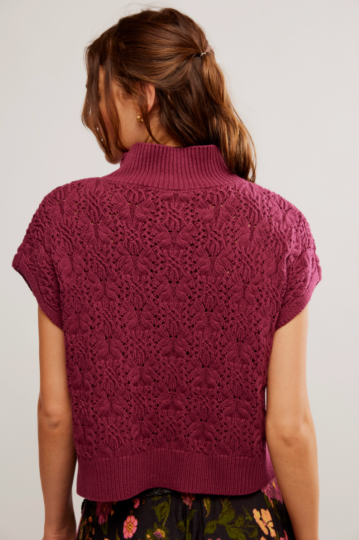 Free People: Vickie Mock Neck Sweater - Red Plum - Revel Boutique