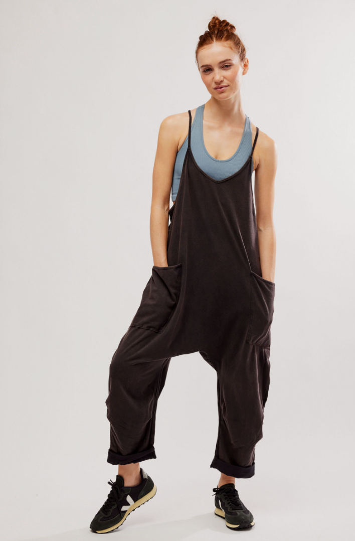 Free People: Hot Shot Onesie - Washed Black