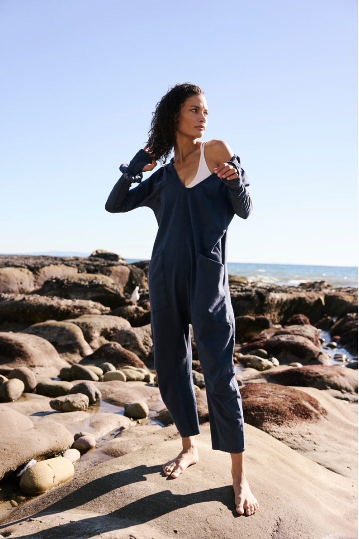 Free People: Hot Shot Long Sleeve Onesie - Midnight Navy