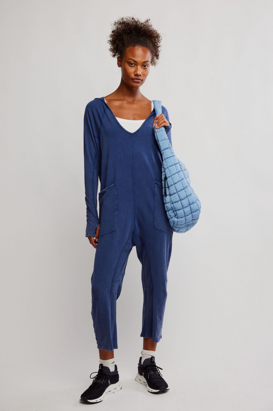 Free People: Hot Shot Long Sleeve Onesie - Midnight Navy