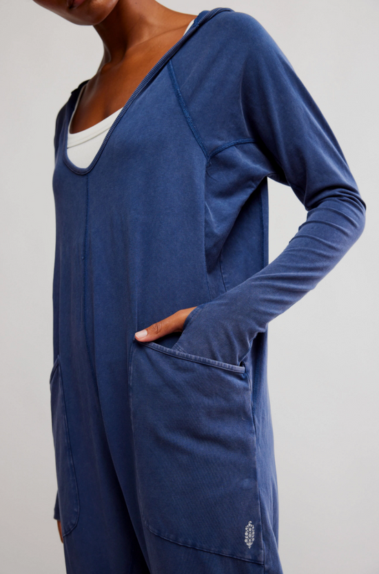 Free People: Hot Shot Long Sleeve Onesie - Midnight Navy