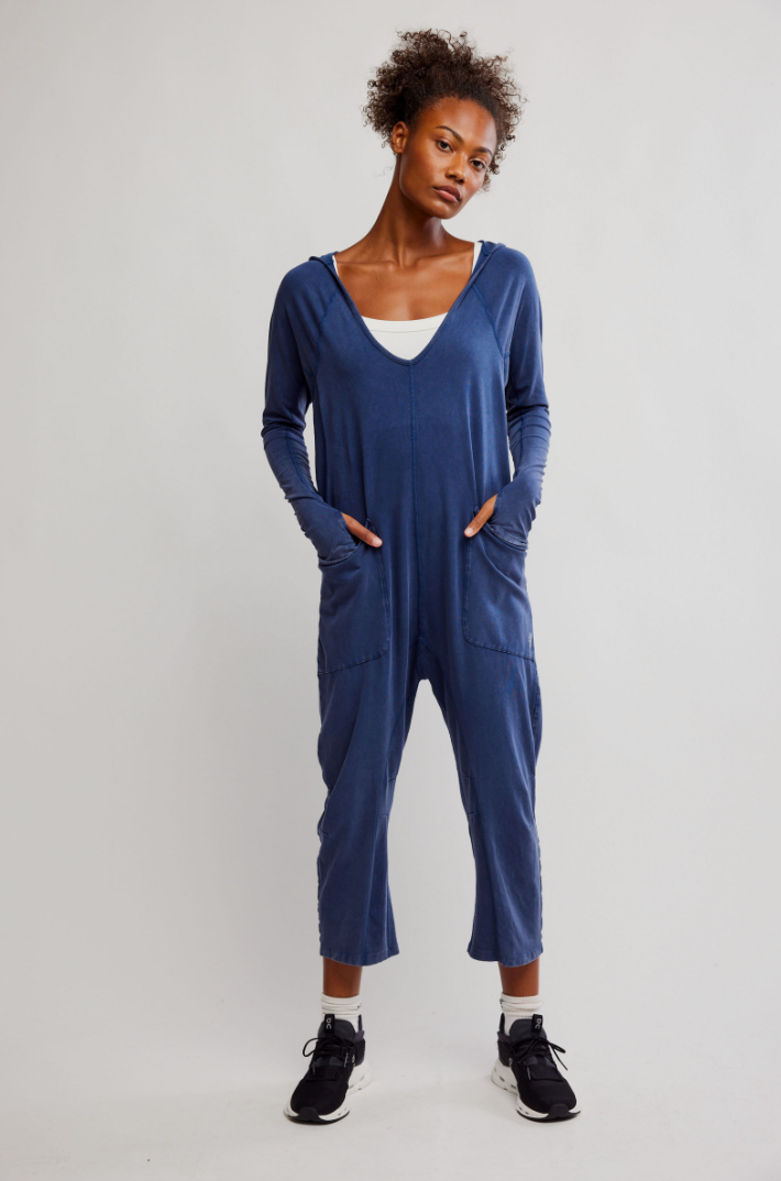 Free People: Hot Shot Long Sleeve Onesie - Midnight Navy