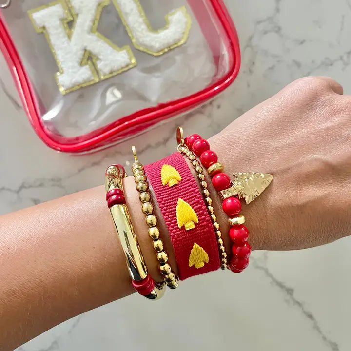 Arrowhead Embroidered Bracelet - Red