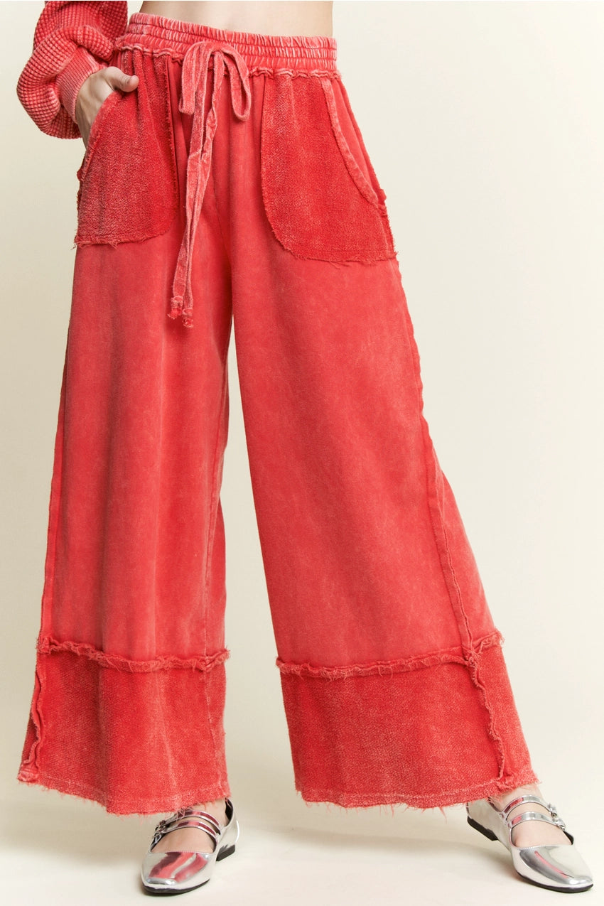 Out To Play Wide Leg Pants - Red