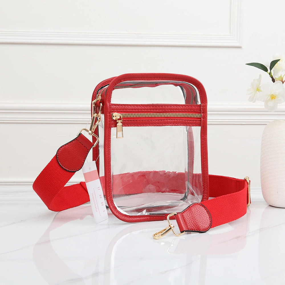 Square Up Clear Crossbody - Red - Revel Boutique