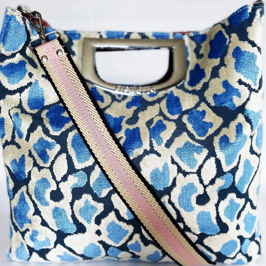 Artisan Duchess Crossbody - Blue Leopard w Chrome Adjustable