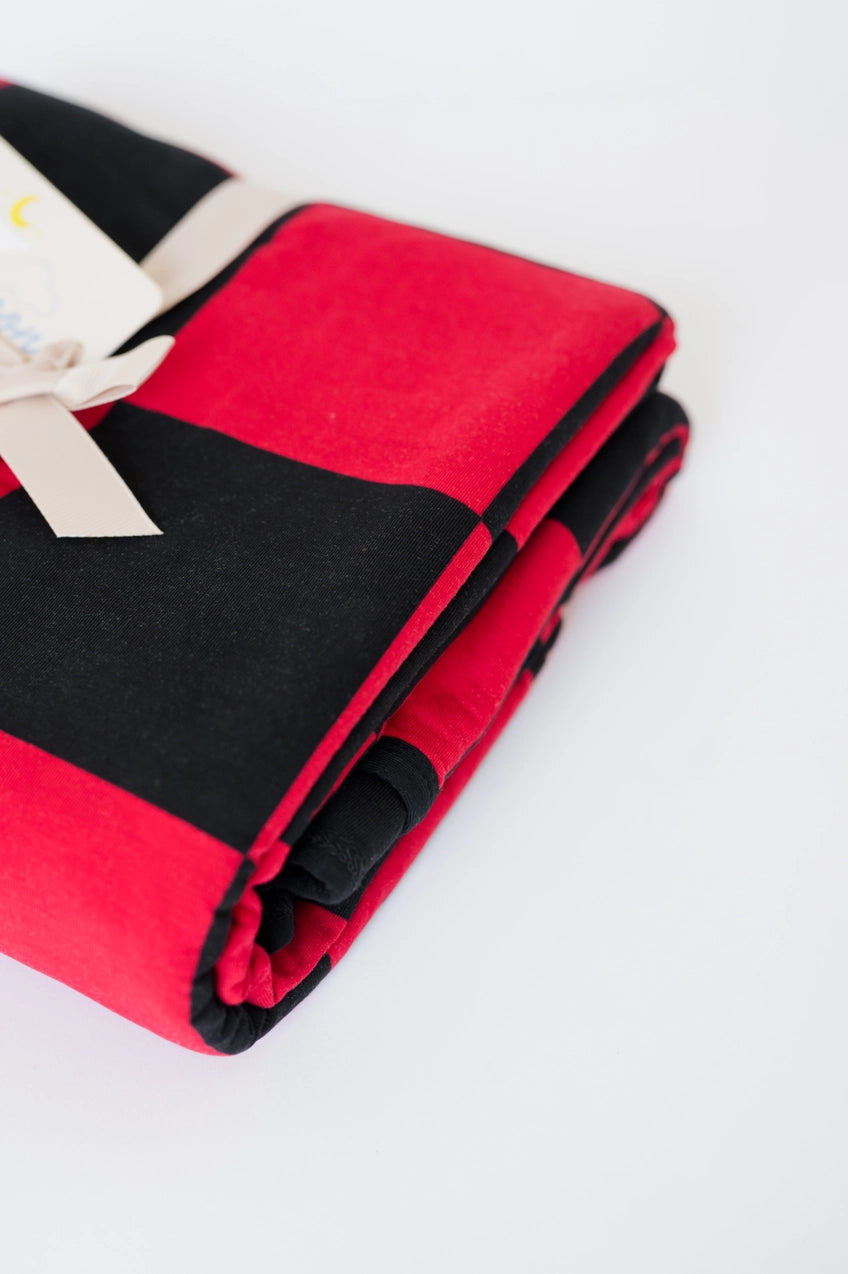 Artisan Red/Black Pipermoon: Adult Swaddle Stadium Blanket -