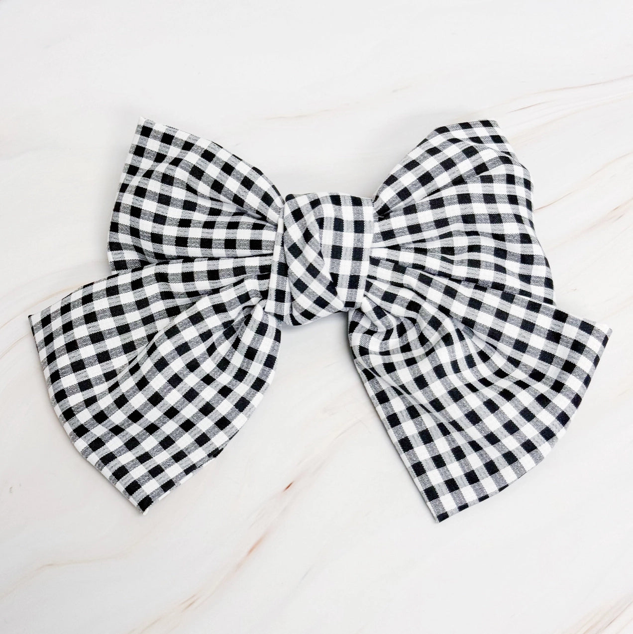 Gingham Girls Bow - Black