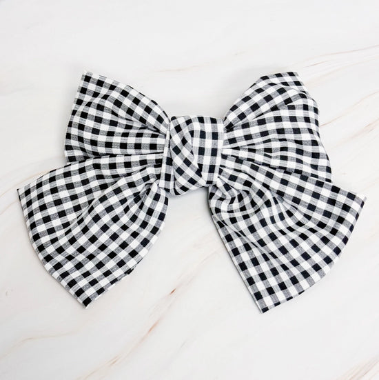 Gingham Girls Bow - Black - Revel Boutique