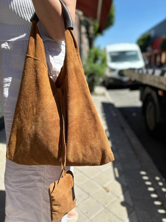 Brooklyn Suede Shoulder Bag - Brown