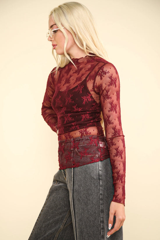 DoorBuster Layering Top - Wine Lace